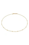 Ef Collection Birthstone Beaded Necklace In Yellow Gold / Pearl