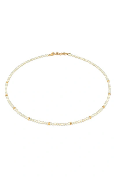 Ef Collection Birthstone Beaded Necklace In Yellow Gold / Pearl