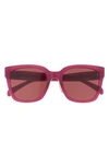 Celine Triomphe 55mm Rectangular Sunglasses In Pink / Other / Bordeaux