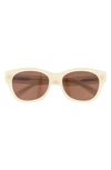 Celine Mini Triomphe 55mm Round Sunglasses In Ivory / Brown
