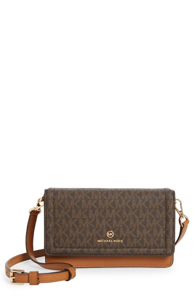 Michael Kors Jet Set Charm Small Phone Crossbody Bag In Brown/ Acorn