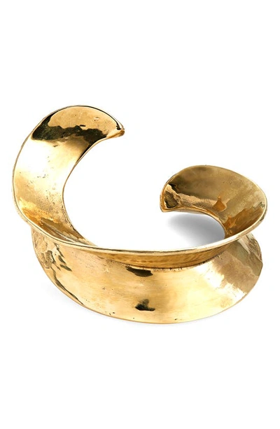 Saint Laurent Sculpted Curve Cuff Bracelet In Gold