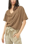 Free People Just Chill Cowl Neck T-shirt In Brown