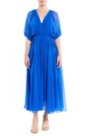 La Ligne Shirred V-neck Dress In Cobalt