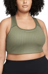 Nike Women's Swoosh Medium-support 1-piece Pad Sports Bra (plus Size) In Medium Olive/ Black