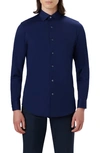 Bugatchi Marbled Print Cotton Long-sleeve Comfort Stretch Shirt In Navy
