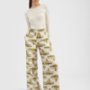 La Doublej Comfy Palm-tree Flared Trousers In Palme