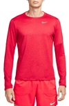 Nike Element Dri-fit Long Sleeve Running T-shirt In Sangria/ University Red