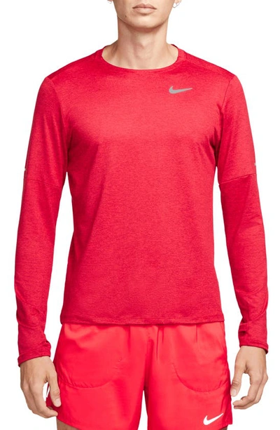 Nike Element Dri-fit Long Sleeve Running T-shirt In Sangria/ University Red