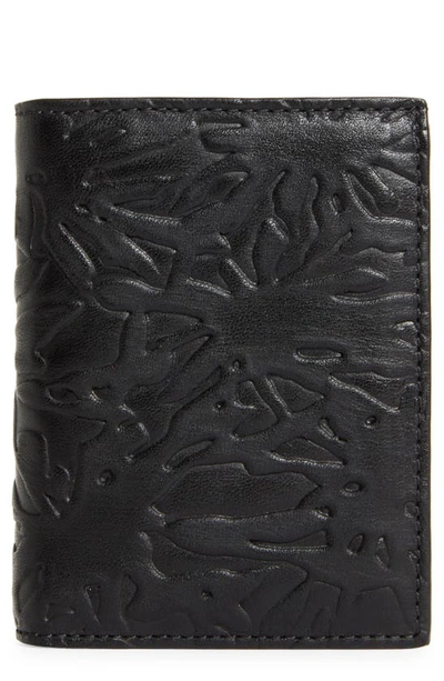 Comme Des Garçons Forest Embossed Leather Bifold Wallet In Black