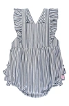 Rufflebutts Stripe Bubble Romper In Blue
