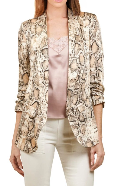 Nikki Lund Snake Print Blazer In Taupe