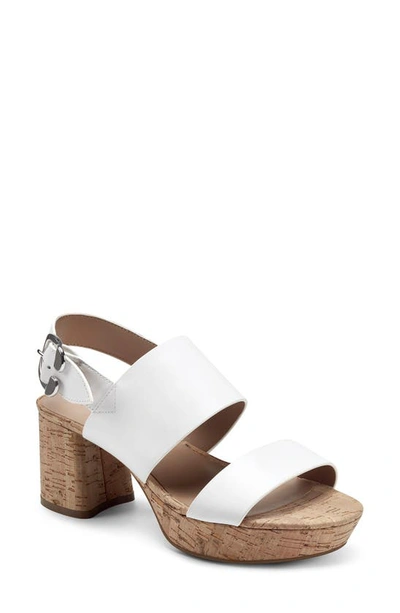 Aerosoles Camera Platform Sandal In White Leather