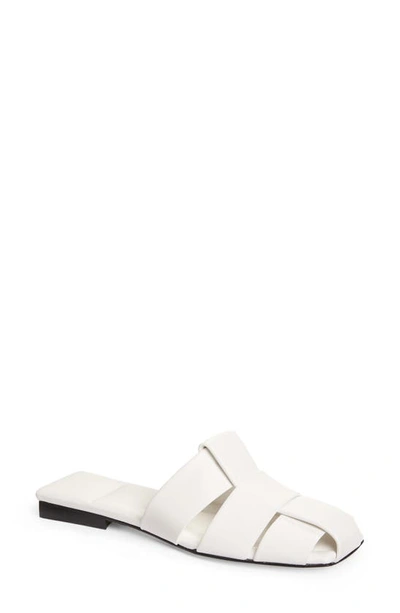 Khaite White Perry Cage Flat Leather Sandals In 100 White