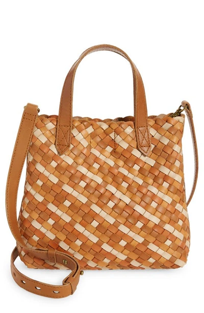 Madewell The Small Transport Crossbody: Woven Leather Edition In Tawny Sand Multi