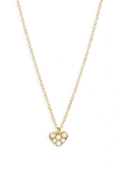 Bony Levy Simple Obsession Pavé Diamond Heart Pendant Necklace In 18k Yellow Gold