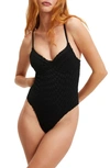 Good American Show Off Jaquard One-piece Swimsuit In Black001