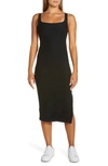 Beyond Yoga Womens Side Slit Polyester Midi Dress In Darkest Night
