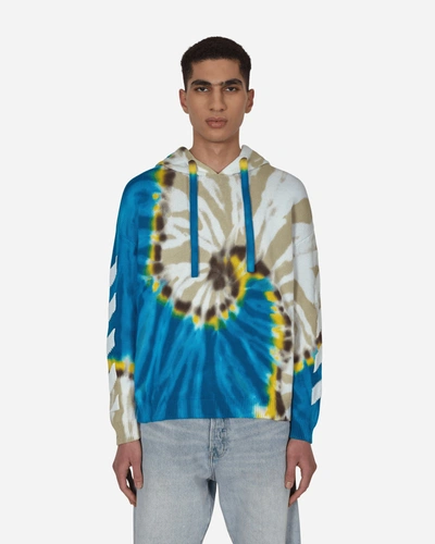 OFF-WHITE DIAG TIE DYE KNIT HOODIE BLUE