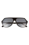 Tom Ford Hayes 59mm Navigator Sunglasses In Shiny Black / Smoke