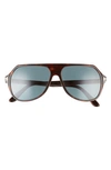 Tom Ford Hayes 59mm Navigator Sunglasses In Dark Havana / Blue