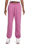 Nike Sportswear Essential Fleece Pants In Light Bordeaux/ White