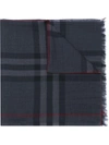 BURBERRY BURBERRY LIGHTWEIGHT CHECK WOOL AND SILK SCARF - GREY,399548411251526