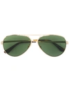Saint Laurent Classic 11 Zero 60mm Double-bridge Aviator Sunglasses In Metallic