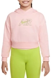 Nike Air Big Kids' (girls') French Terry Crop Hoodie In Pink