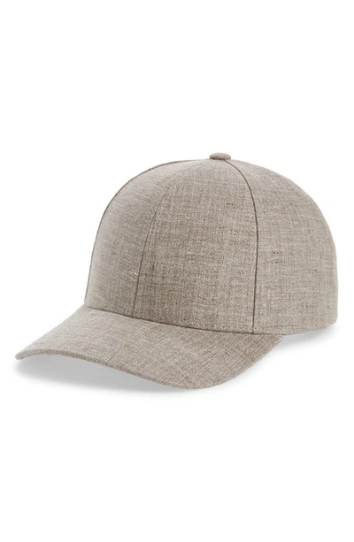 Varsity Headwear Six-panel Linen Cap In Khaki Linen