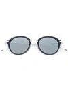 THOM BROWNE NAVY & SILVER ROUND SUNGLASSES,TB011HT11682566