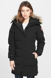 Canada Goose Shelburne Genuine Coyote Fur Trim Down Parka In Black
