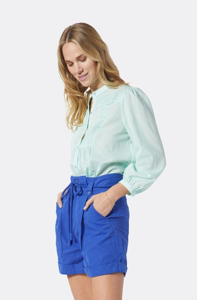 Joie Vesta Long Sleeve Cotton Top In Blue