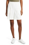 Theory High-waist Pleated Linen-blend Short In White
