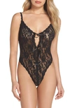 Hanky Panky After Midnight Crotchless Lingerie Teddy Bodysuit 488406 In Black