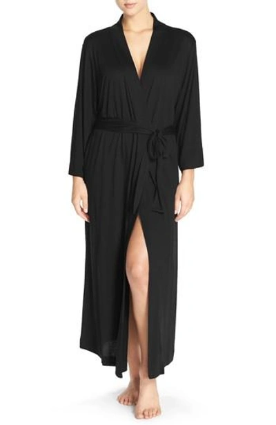 Natori Shangri-la Long Dressing Gown In Black