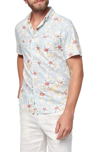 Faherty Breeze Short Sleeve Button-up Shirt In Blue Sky Floral