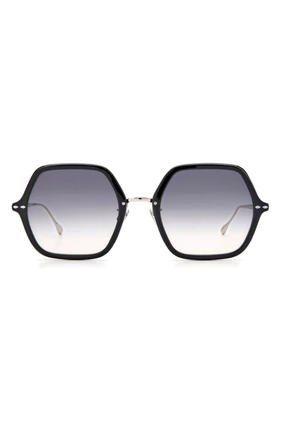 Isabel Marant 55mm Gradient Square Sunglasses In Black Silver / Grey Shaded