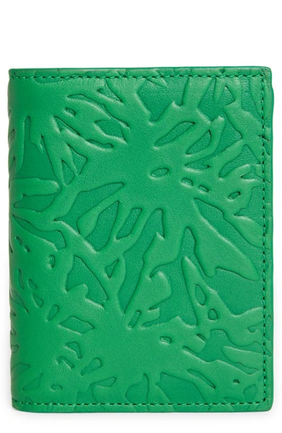 Comme Des Garçons Embossed Forest Leather Vertical Wallet In 绿色