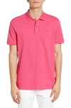 Hugo Boss Pallas Cotton Polo In Bright Pink