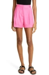 Rag & Bone Ivy Pleated Linen Shorts In Magenta