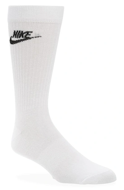 Nike Sportswear Everyday Essential Assorted 3-pack Crew Socks In White/ Black