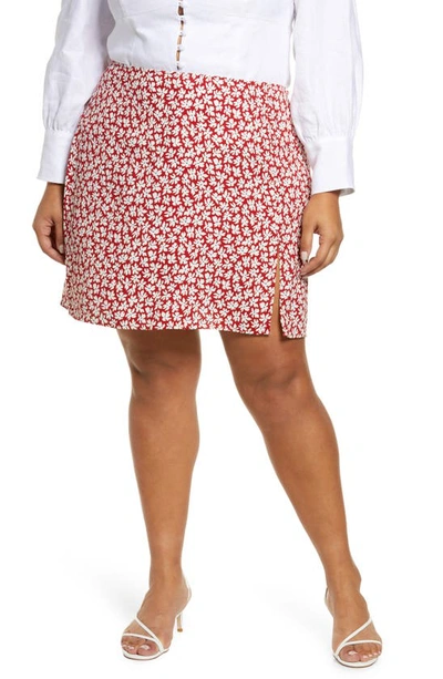 Reformation Robbie Printed Silk-charmeuse Mini Skirt In Red