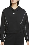 Nike Sportswear Oversize Fleece Hoodie In Black/ Black/ White