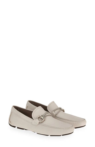 Ferragamo Men's Front 4 Moc Toe Drivers - Regular In Calce Light Grey