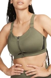 Nike Women's Alpha High-support Padded Zip-front Sports Bra In Green