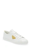 Prada Logo-detailed Leather Low-top Sneakers In Bianco/ Soleil