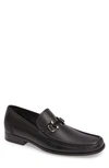 Ferragamo Gandioso Pebbled Moccasin With Gancini Ornament In Black Leather