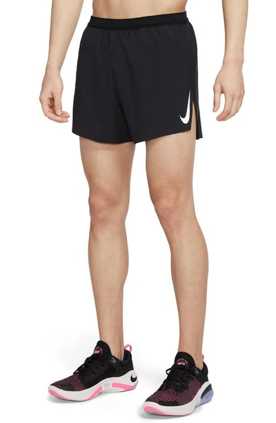Nike Aeroswift 4" Running Shorts In Black/white