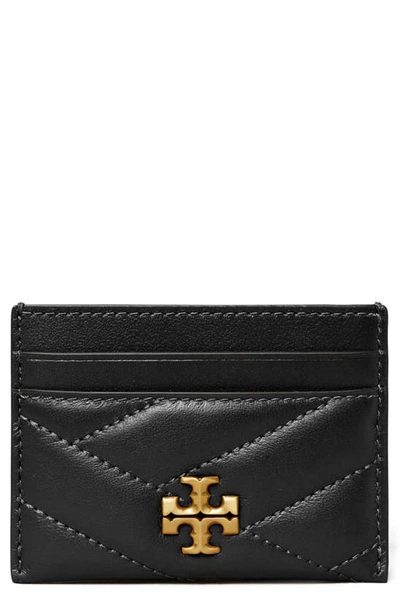 Tory Burch Kira Chevron Leather Card Case In Black